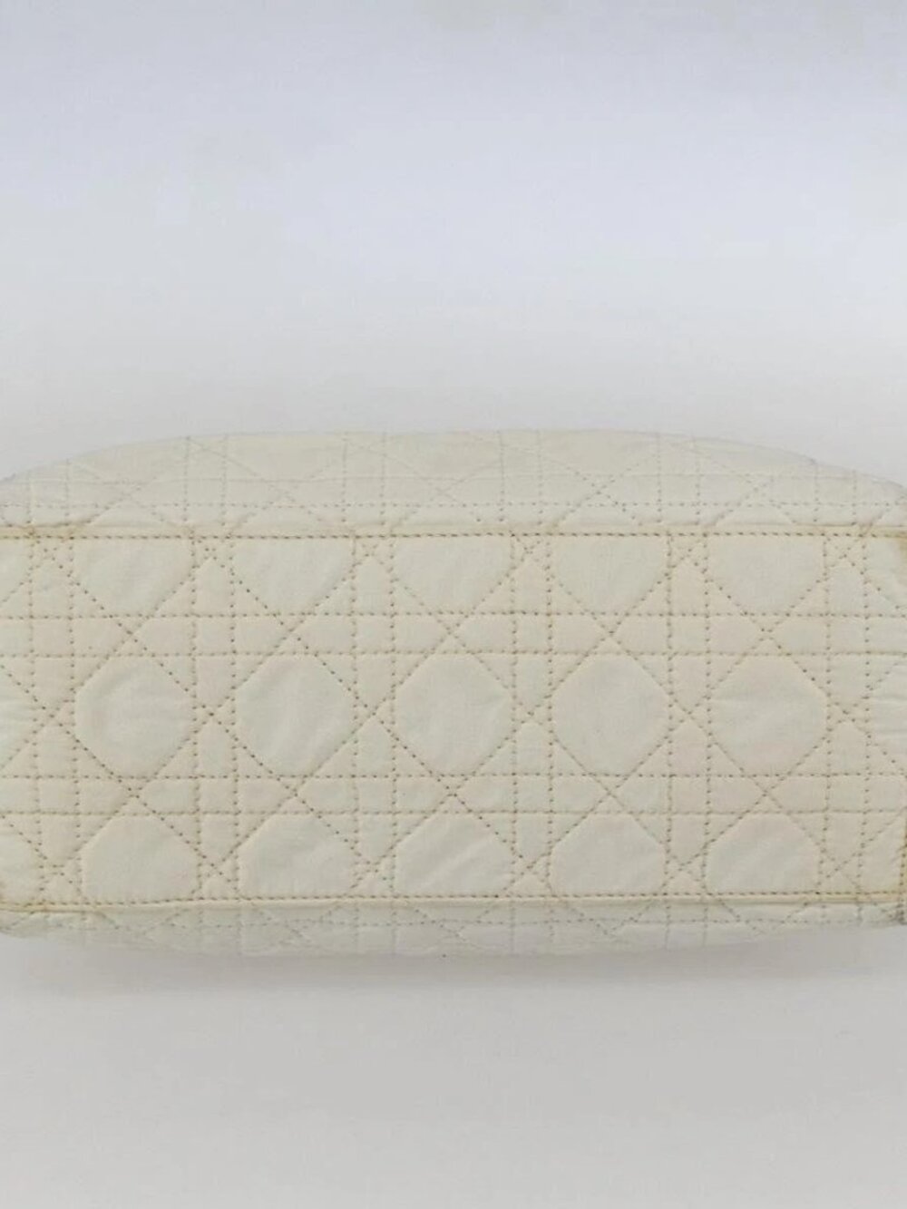 Christian Dior Lady Dior Canage Hand Bag Nylon White Silver Auth 158966 - Picture 7 of 16